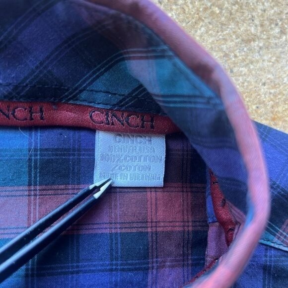 Cinch Mens Long Sleeve Button-Down Plaid Shirt Multicolor Size L 100% Cotton - Picture 4 of 7